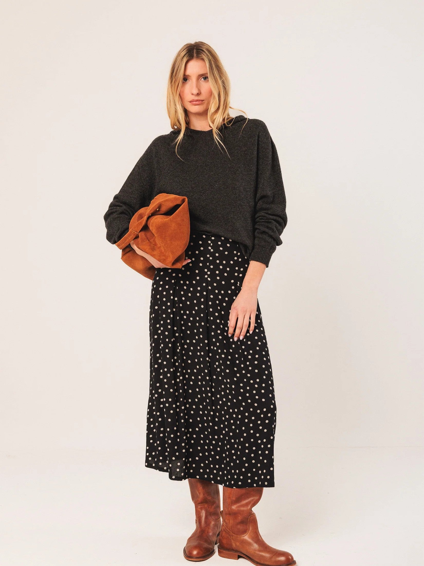 Polka Dot Midi Skirt