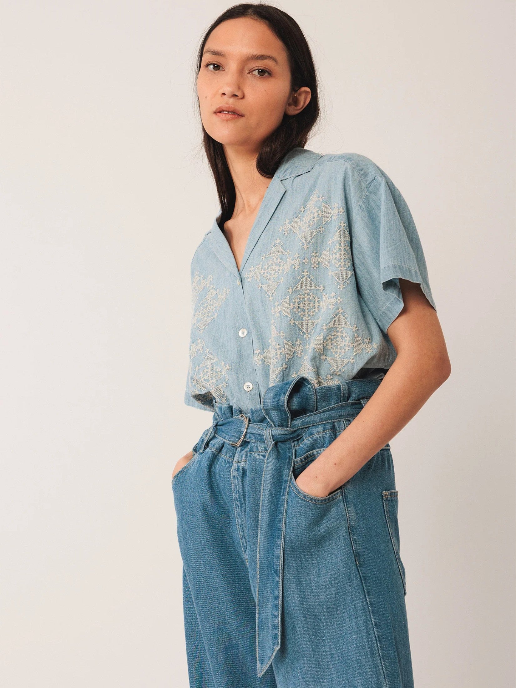 Embroidered Denim Shirt
