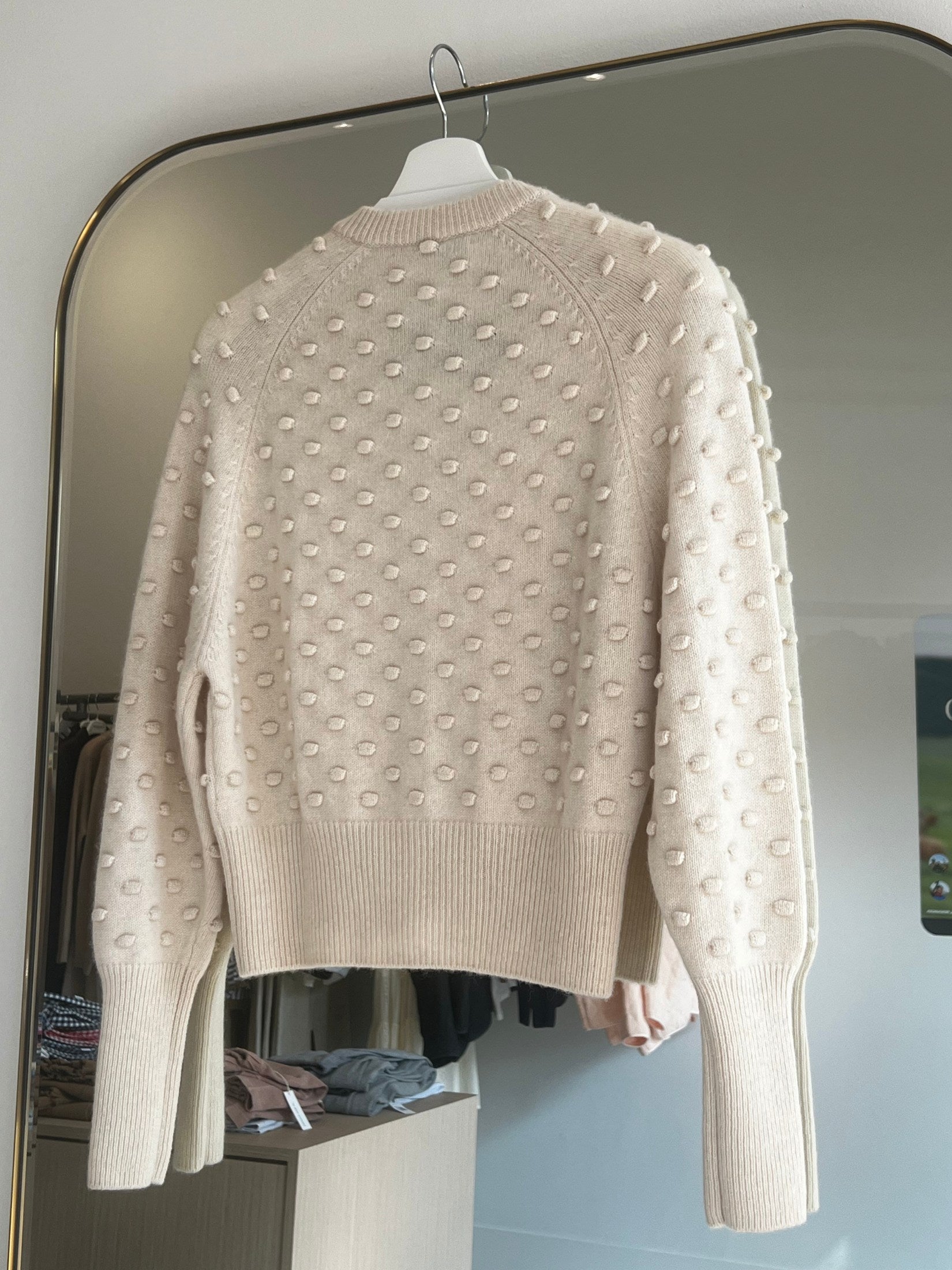 Peanut Stitch Crop Cashmere Cardigan