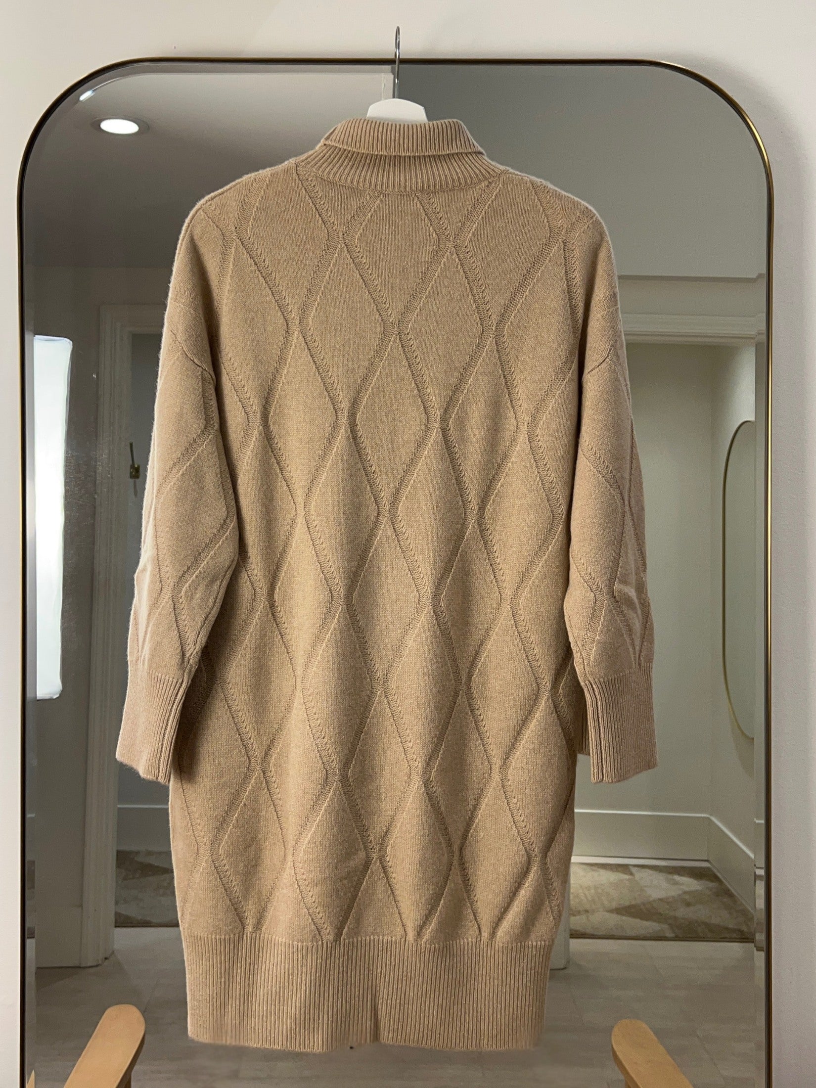 Cashmere Diamond Stitch Turtle Neck Dress