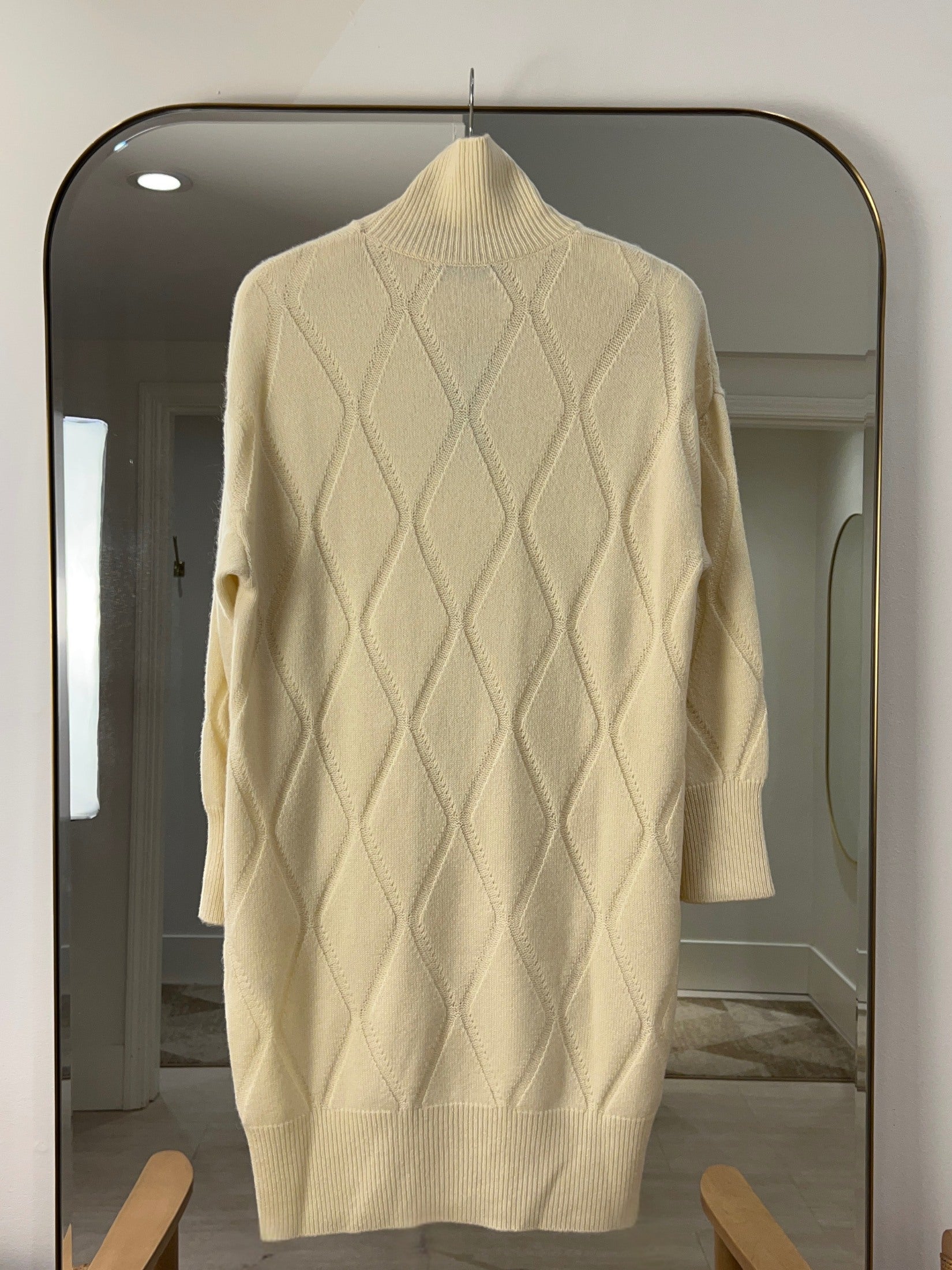 Cashmere Diamond Stitch Turtle Neck Dress