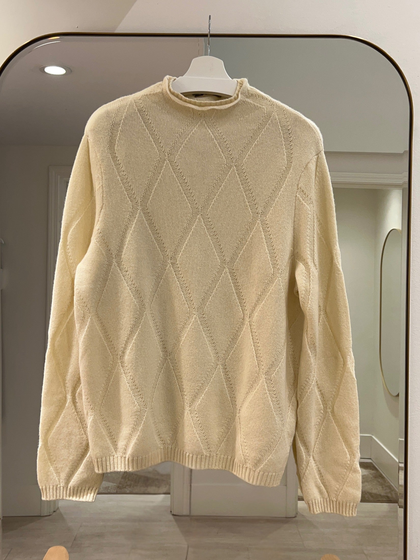 Cashmere Diamond Stitch Hi Neck