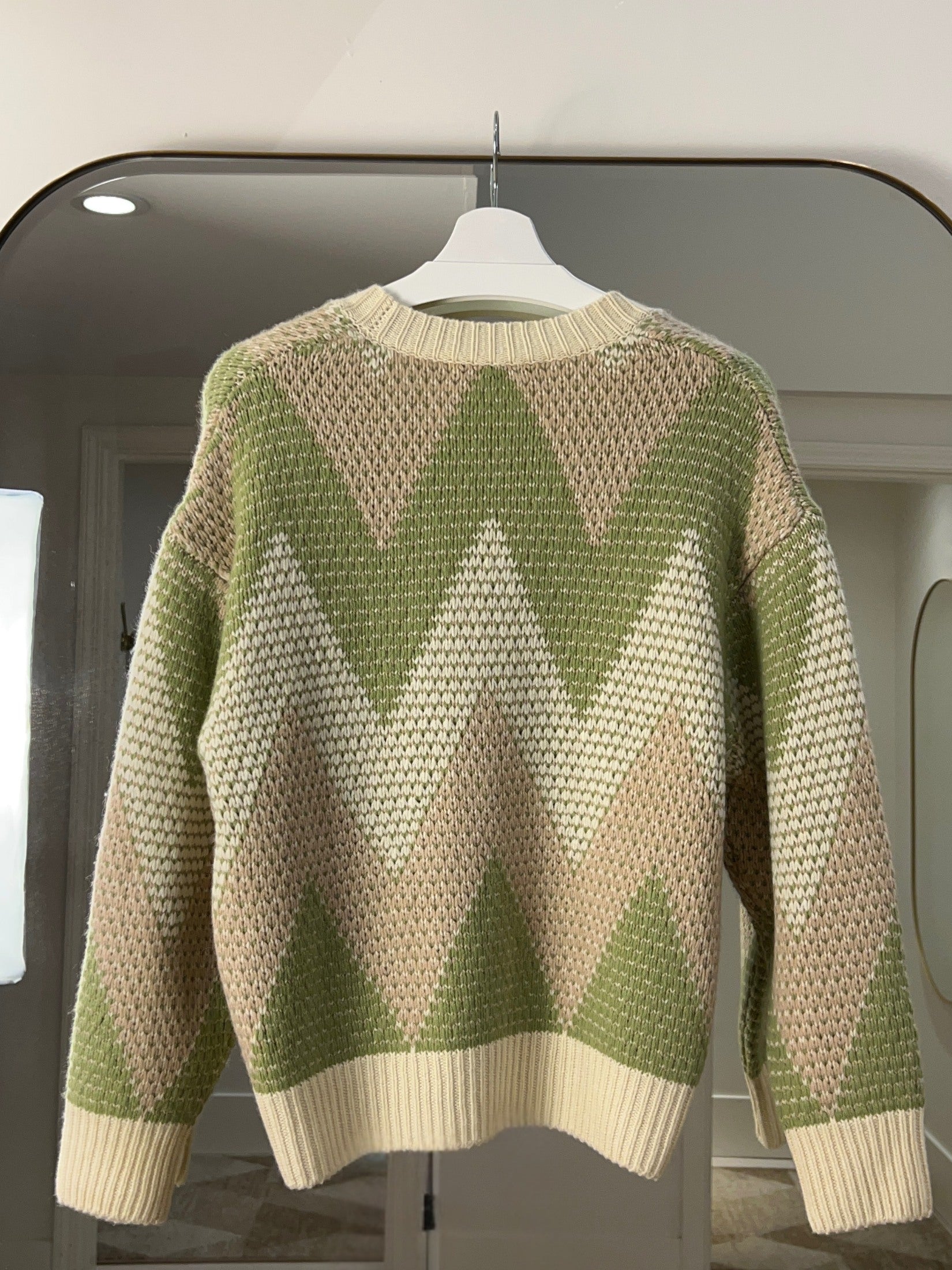 Cashmere Drop Stitch Intarsia Cardigan