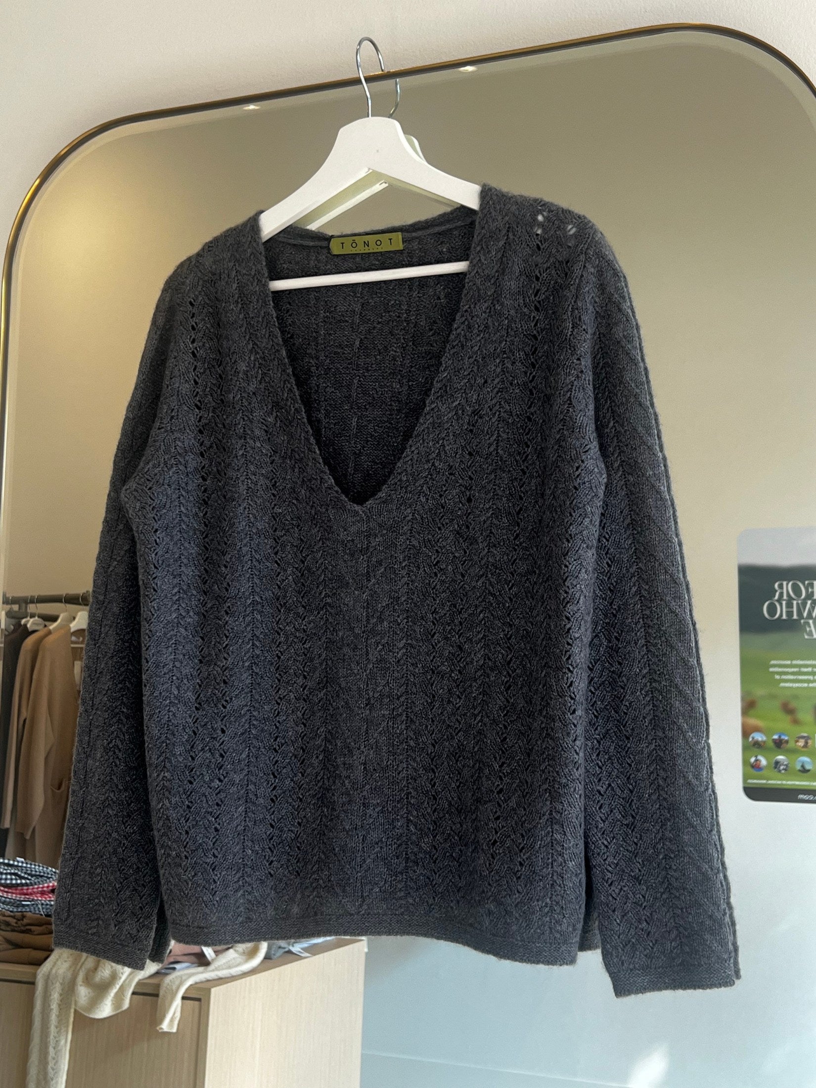 Cashmere Lace Stitch V Neck