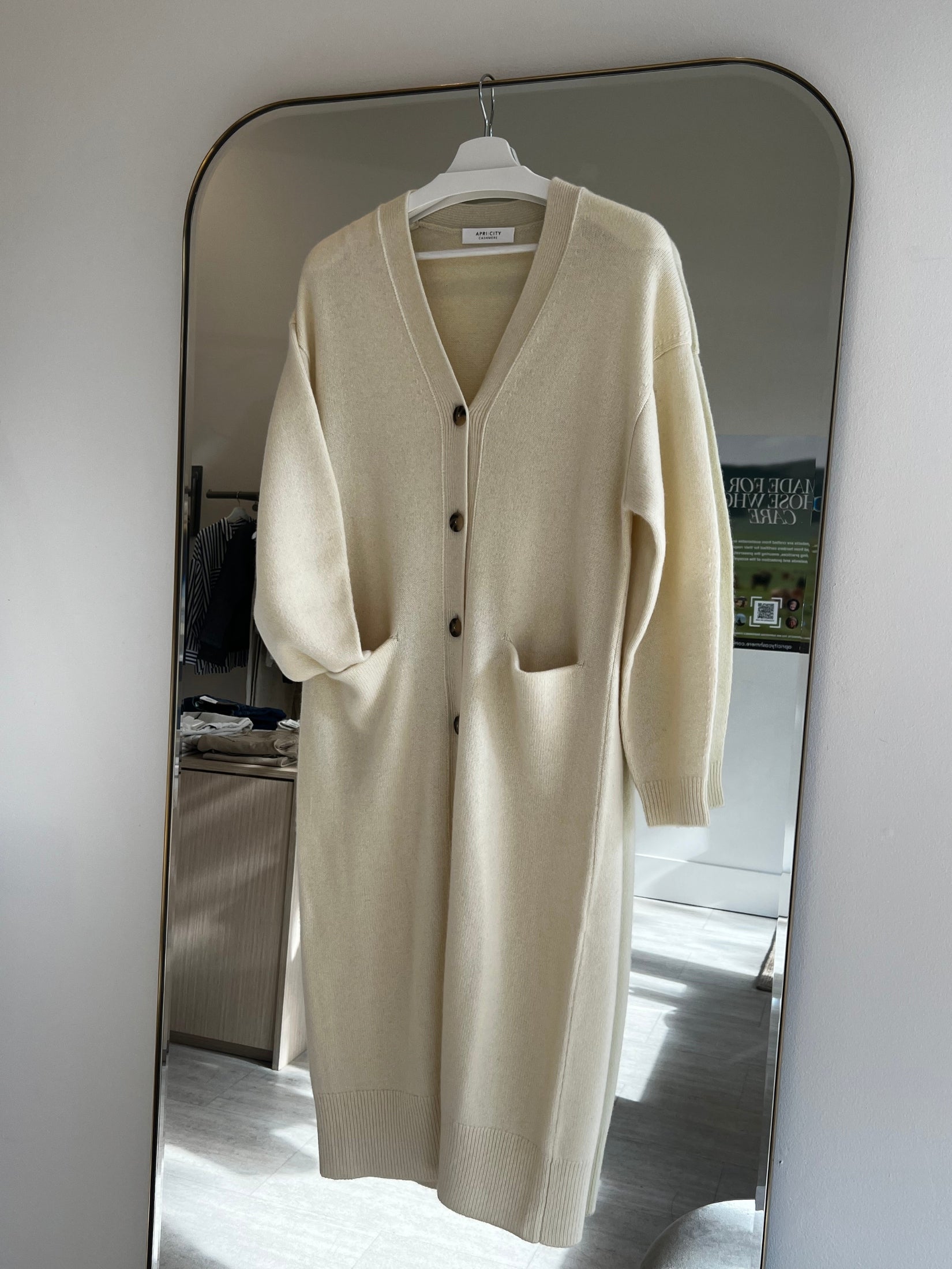 Cashmere Long Cardigan-Cream