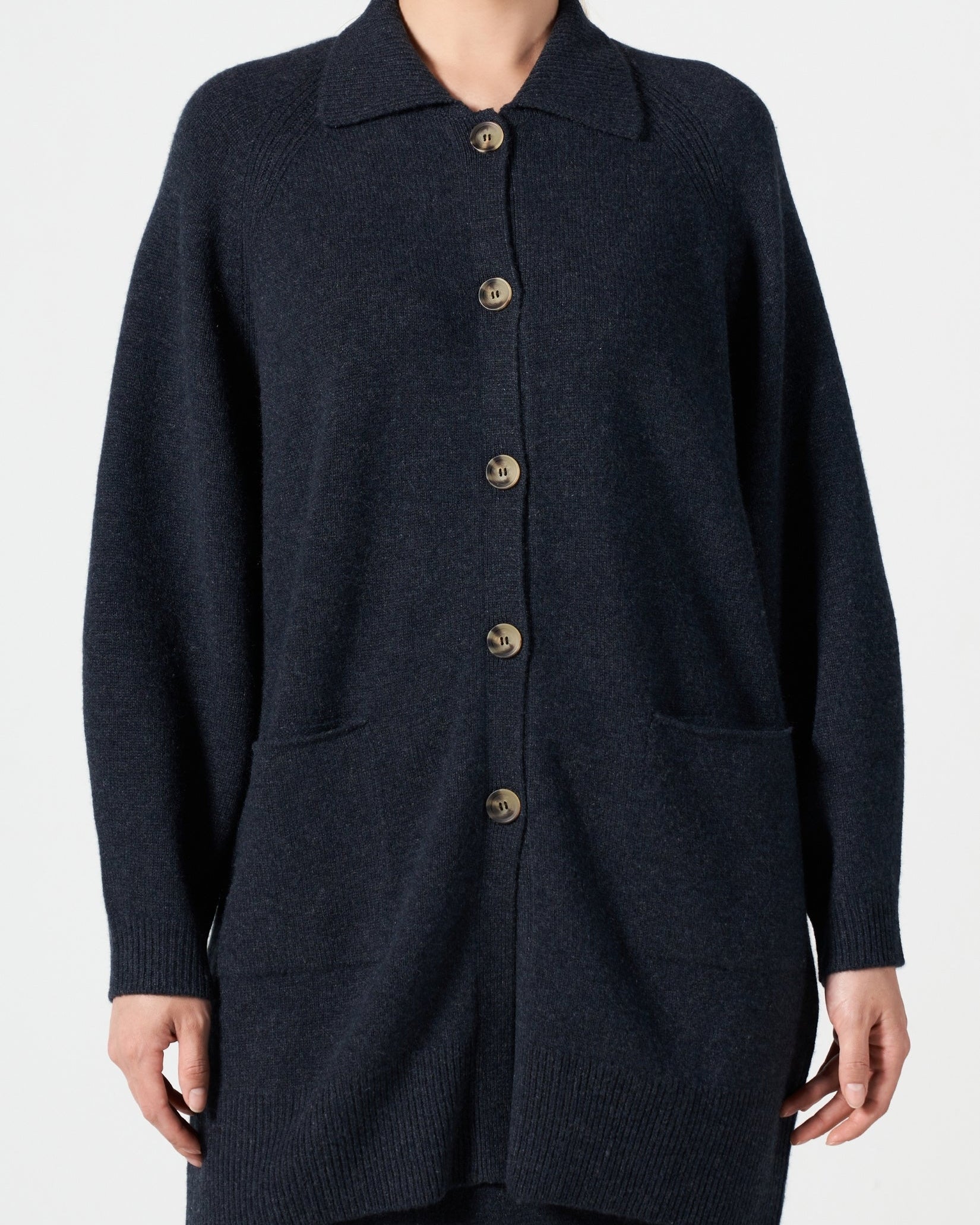 Cashmere Long Polo Cardigan