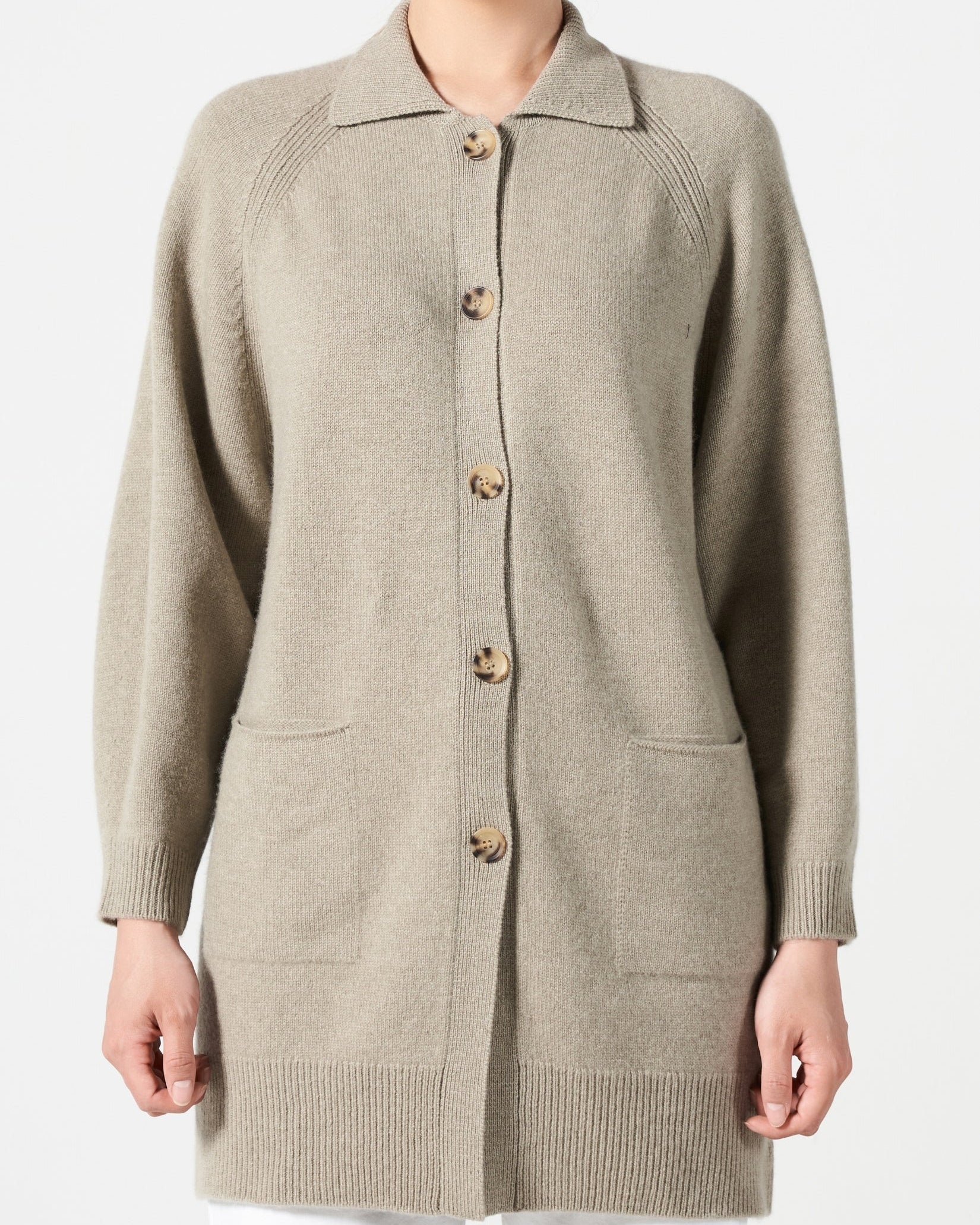Cashmere Long Polo Cardigan