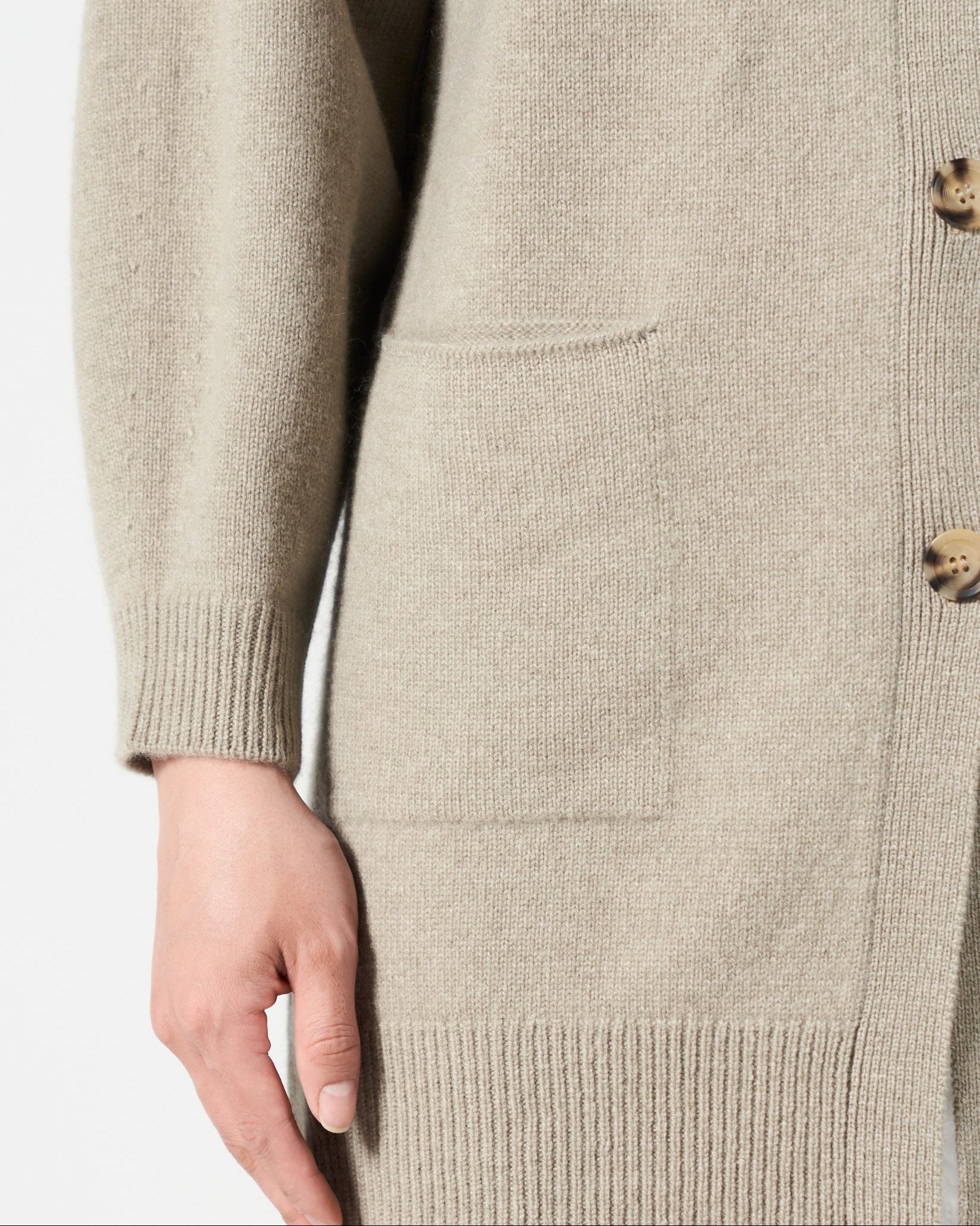 Cashmere Long Polo Cardigan