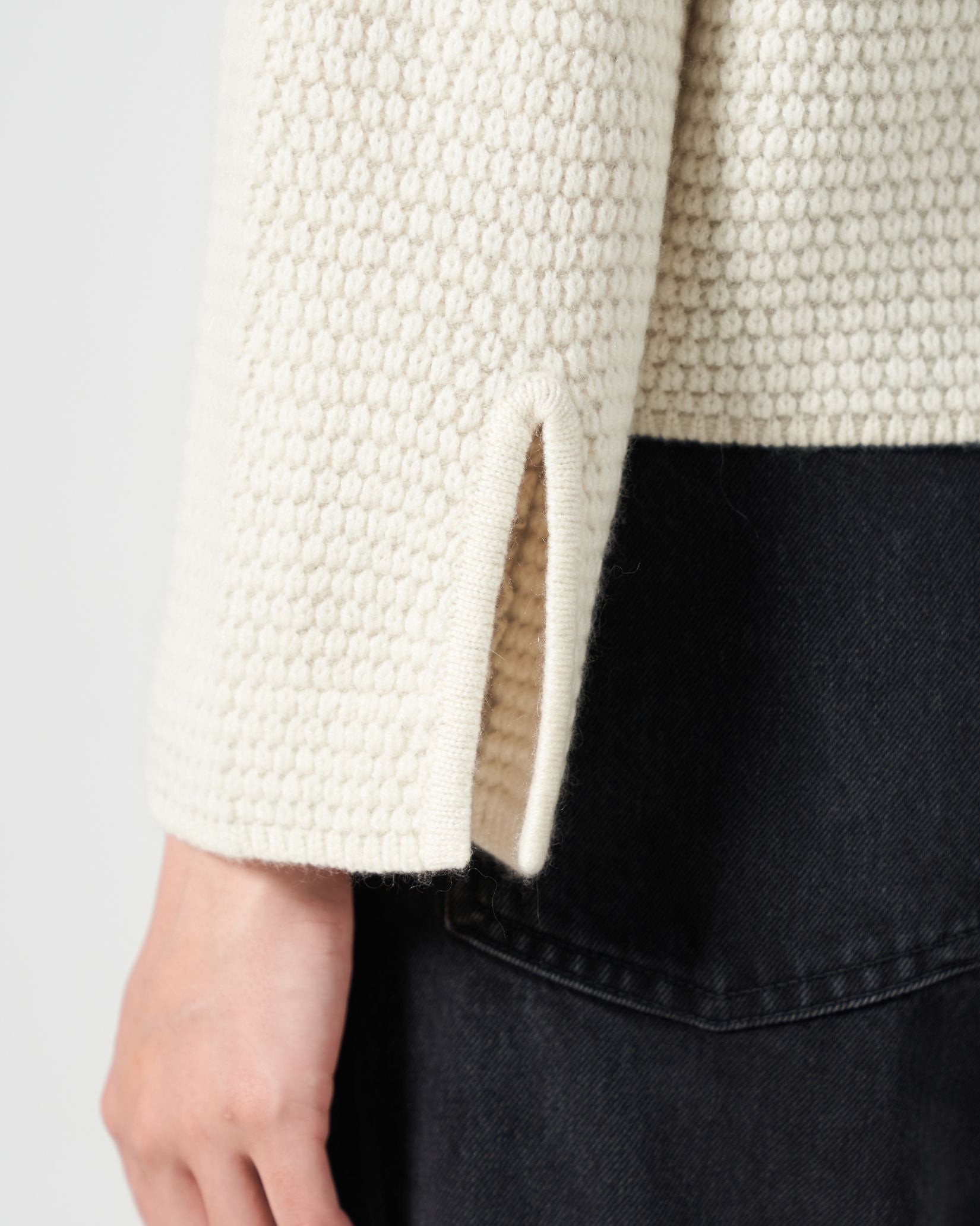 Moss Stitch Cashmere Polo Cardigan