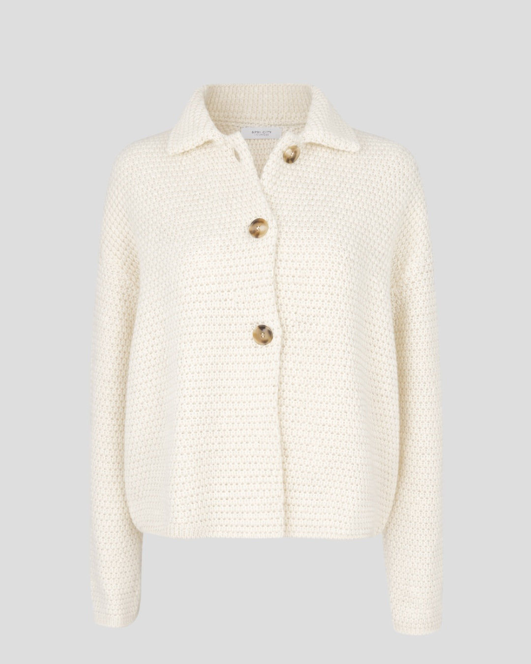 Moss Stitch Cashmere Polo Cardigan