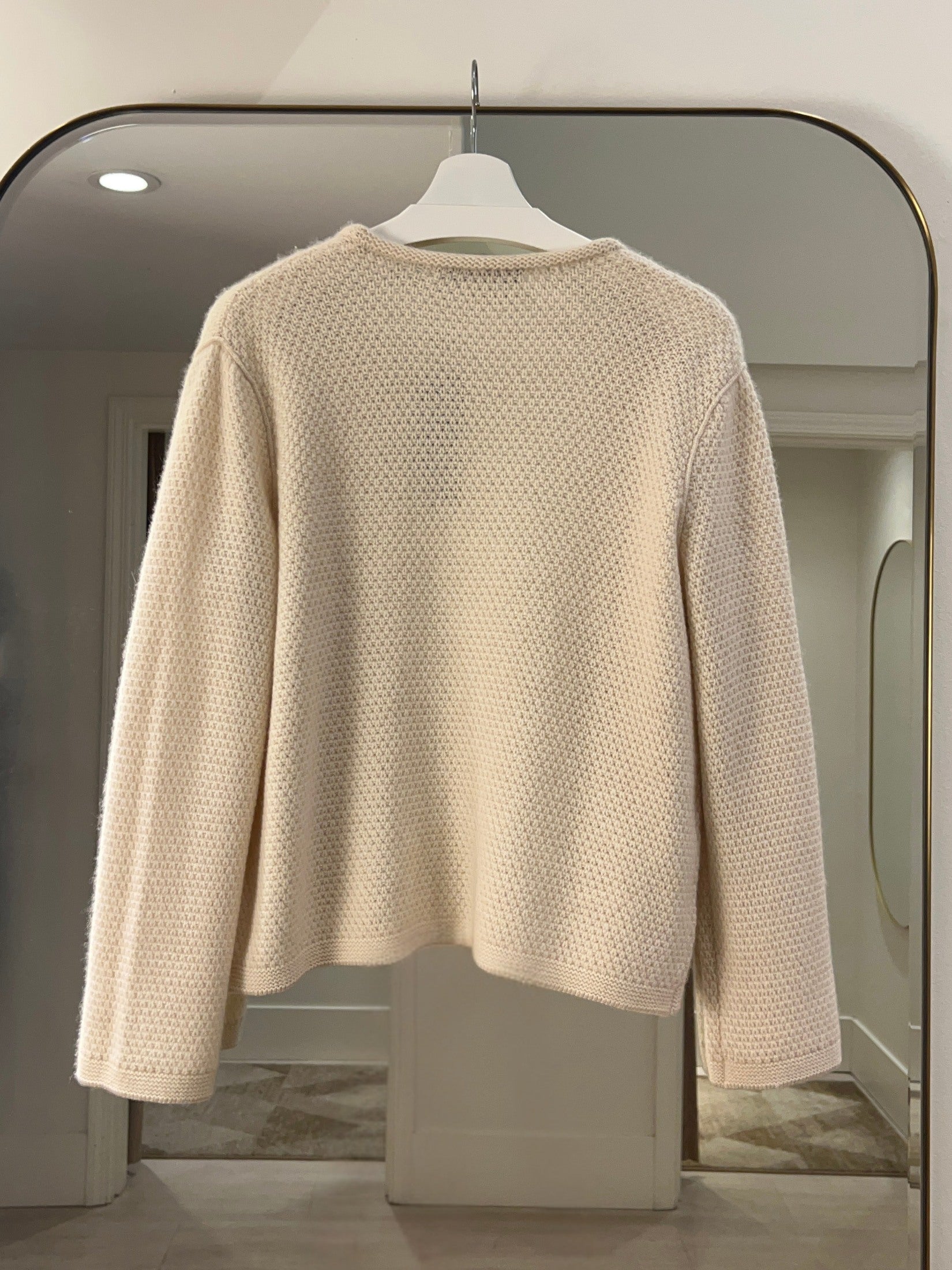 Cashmere Moss Stitch Round Neck Cardigan
