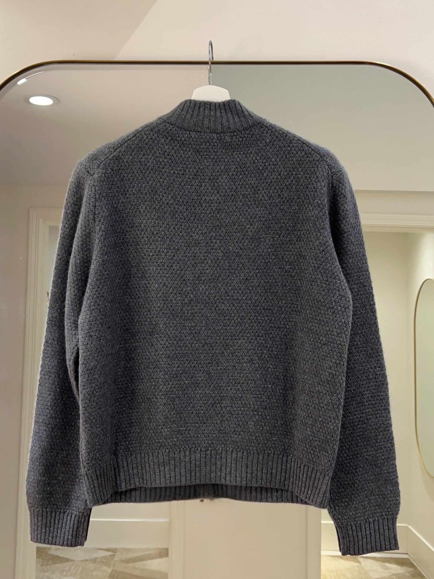 Moss Stitch 3 Pocket Zip Cashmere Cardigan