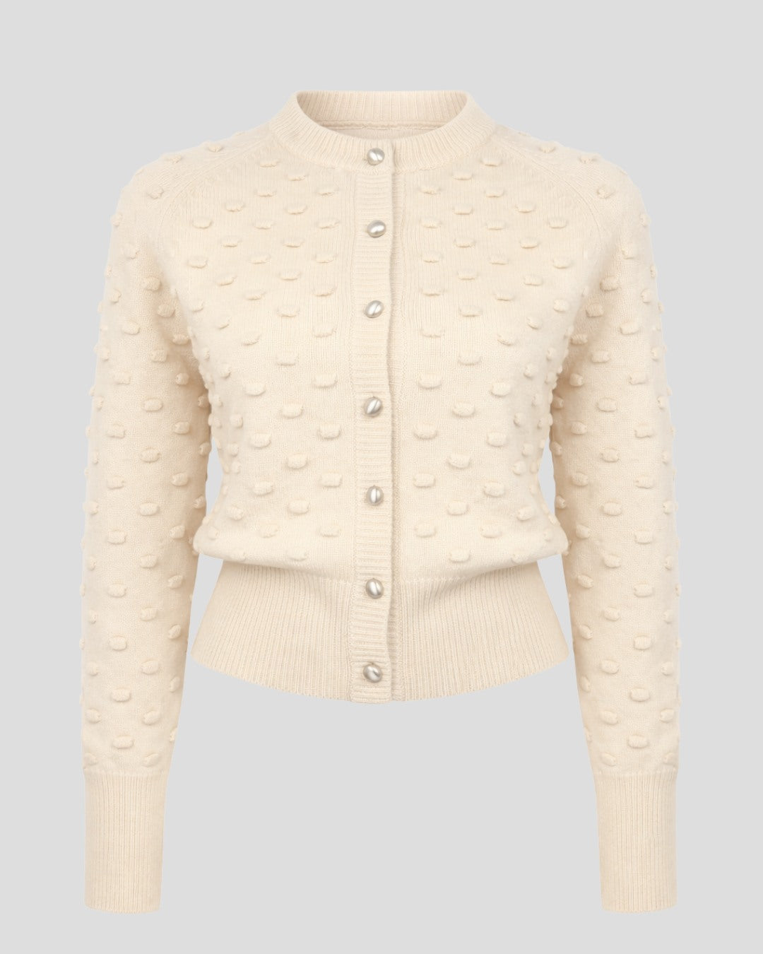 Peanut Stitch Crop Cashmere Cardigan