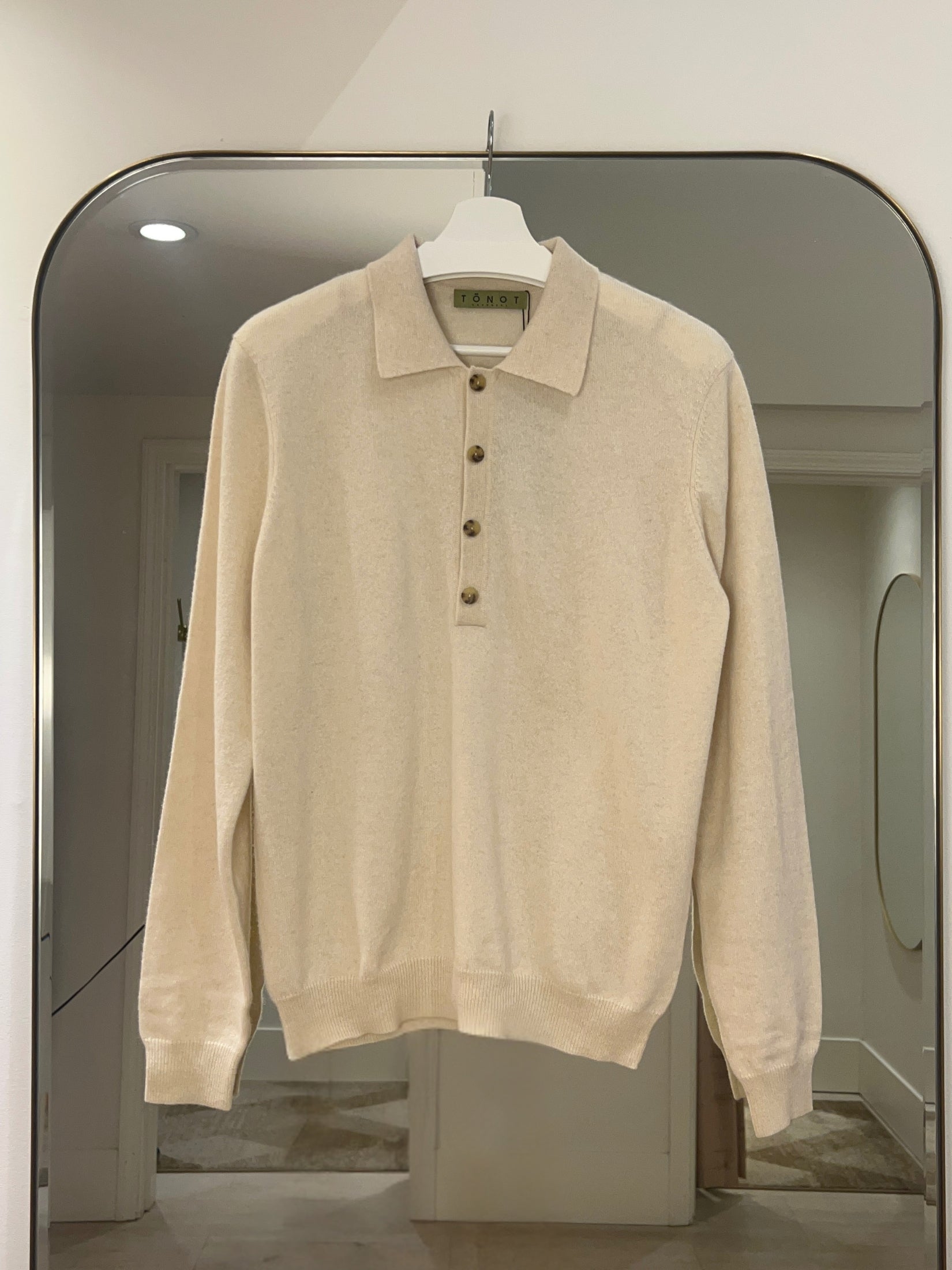 Cashmere Long Sleeve 4 Button Polo