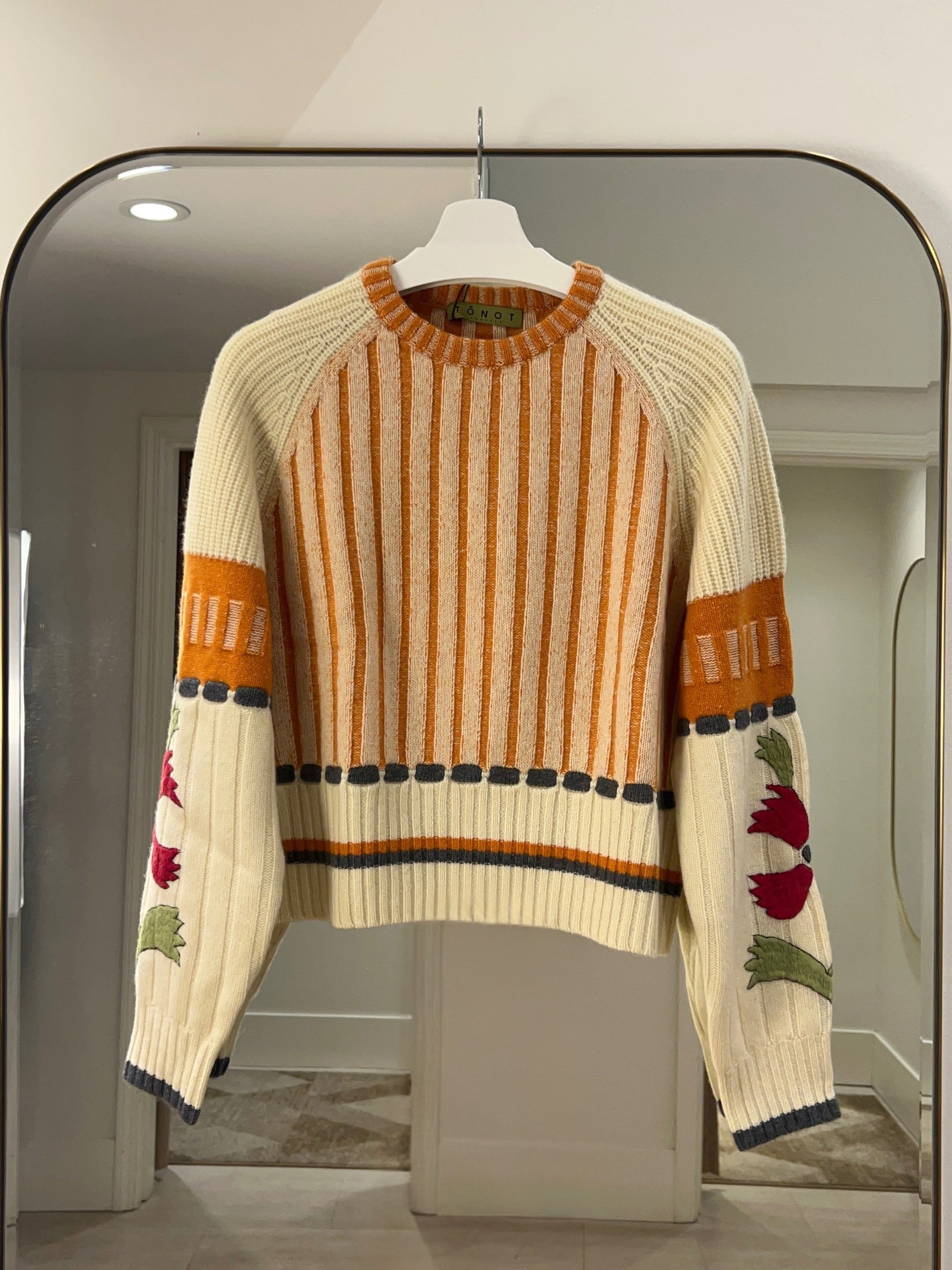 Cashmere Mixed Knit with Hand Embroidery