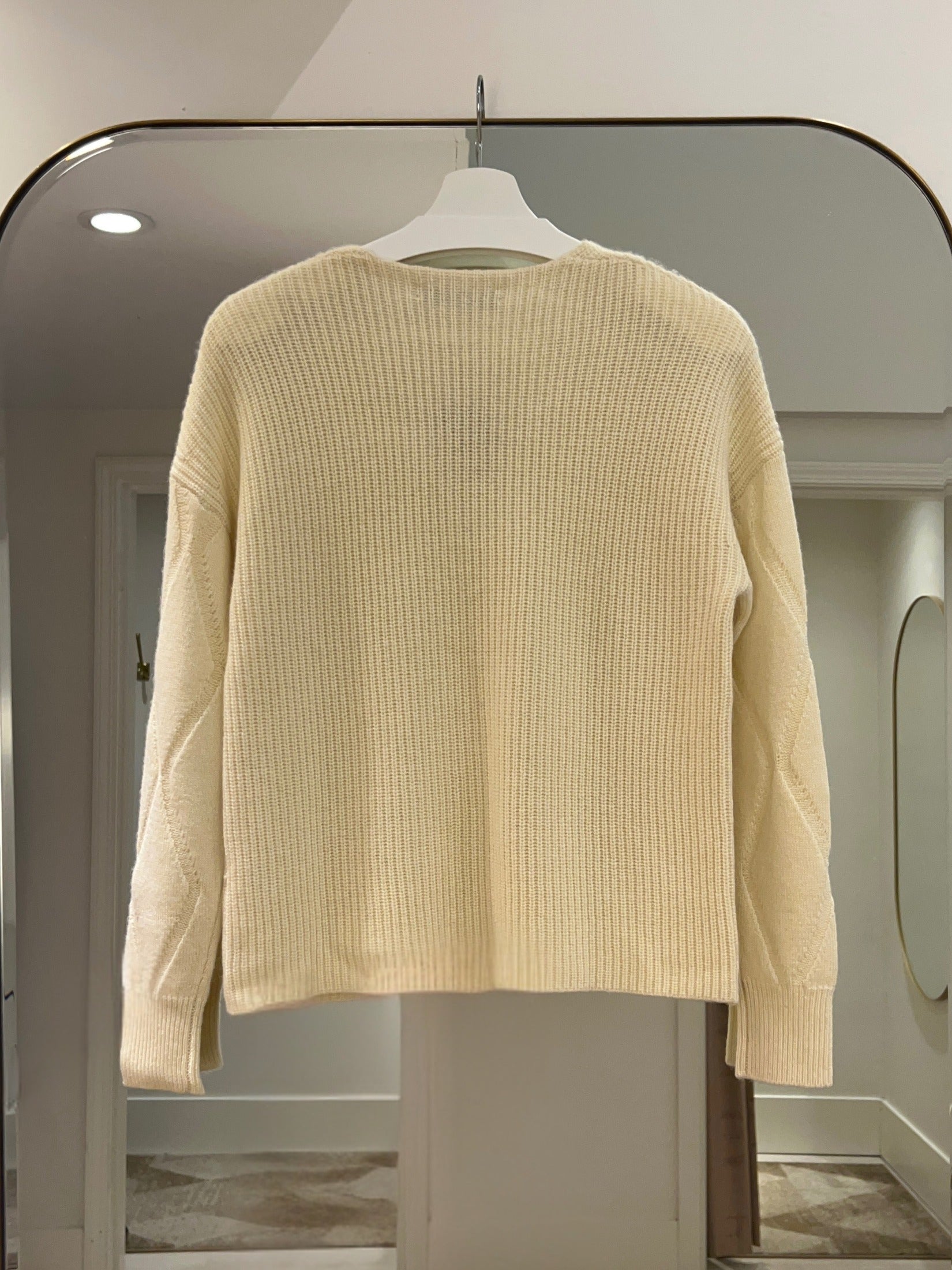 Diamond Stitch V Neck Cashmere Sweater