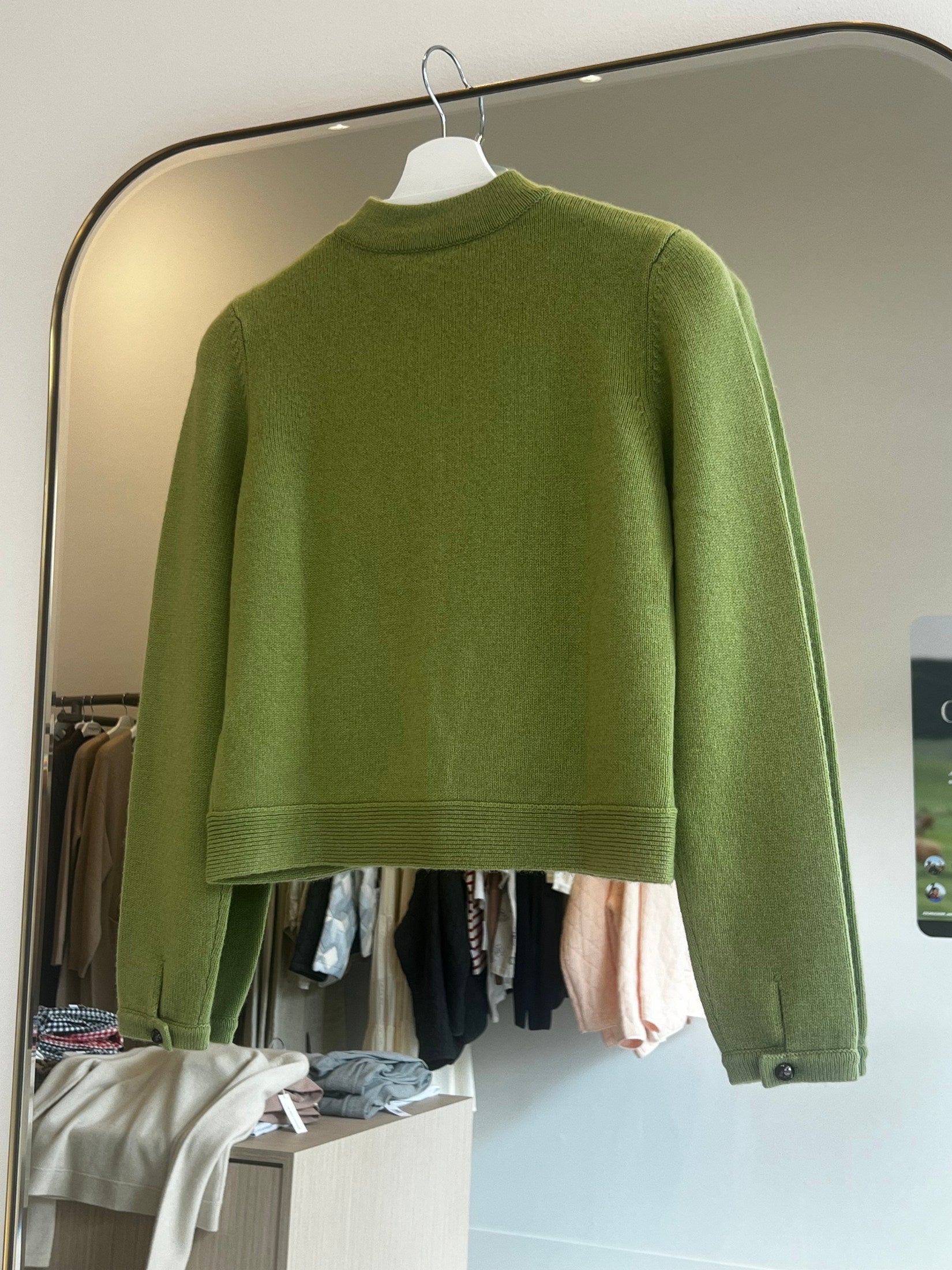 Shift Stitch Crop Button Cashmere Cardigan