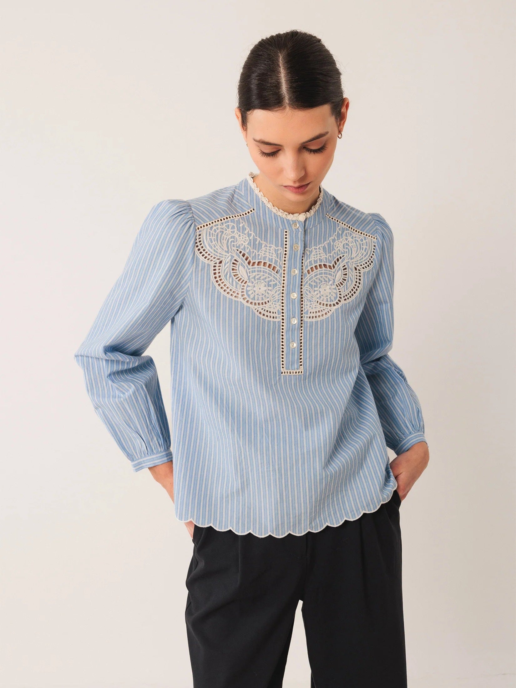 Embroidered Poplin Blouse