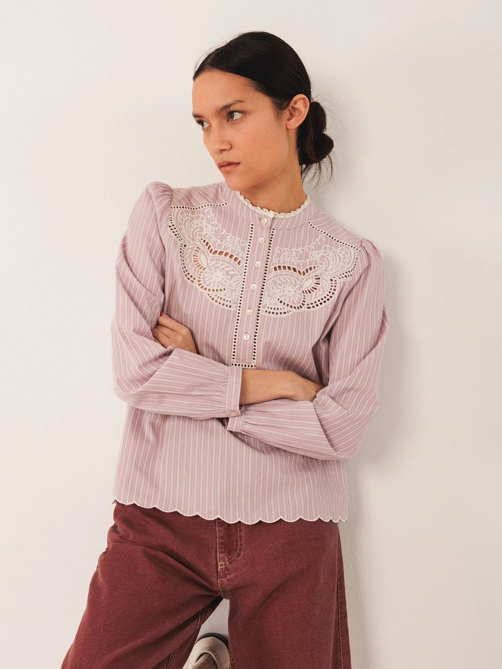 Embroidered Poplin Blouse