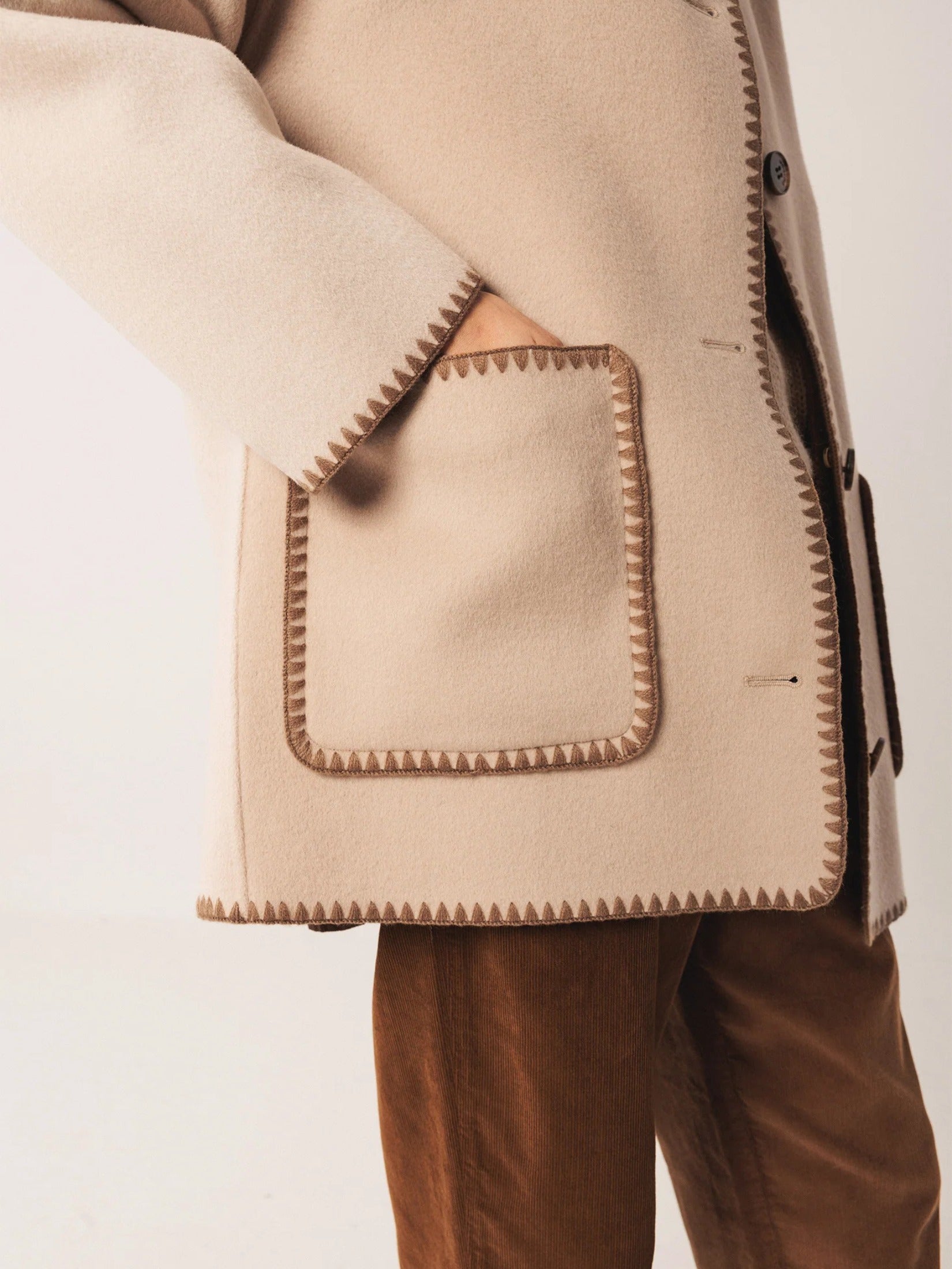 Embroidered Wool Coat