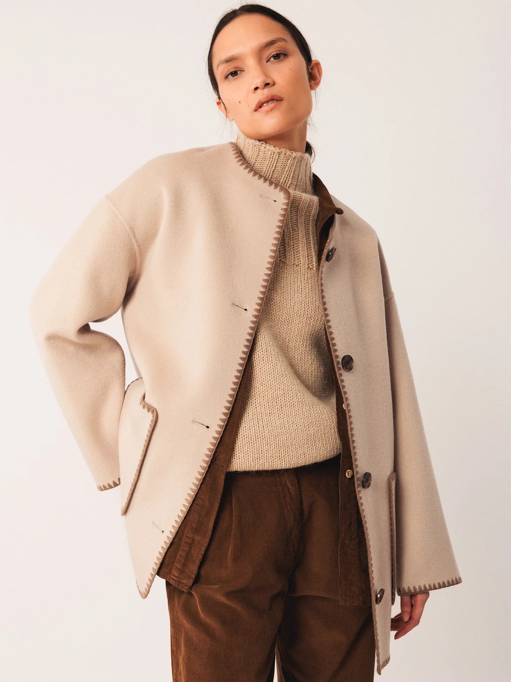 Embroidered Wool Coat