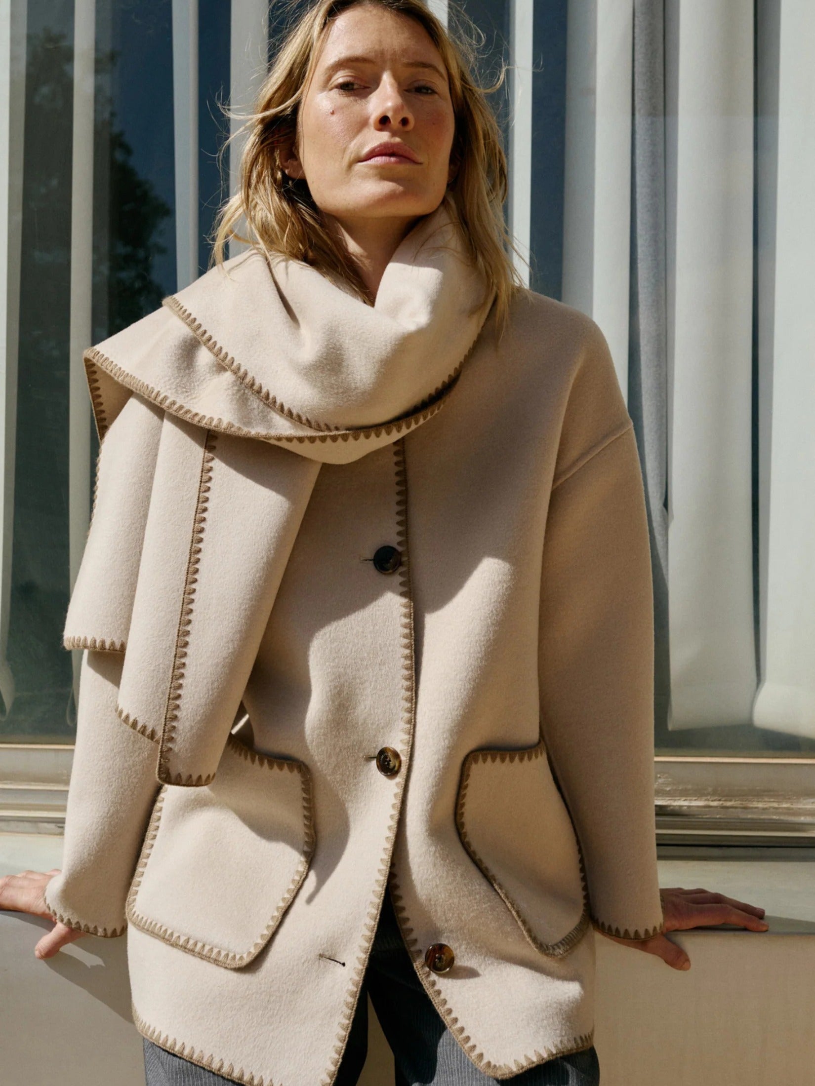 Embroidered Wool Coat